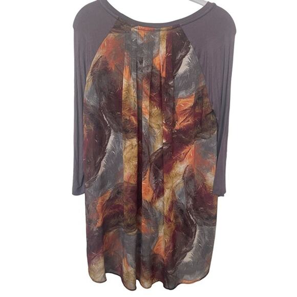 LOGO Lori Goldstein 3/4 Sleeve Chiffon Back Knit Tunic Top Grey Women's Small - Picture 6 of 6